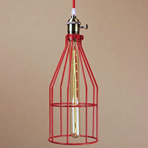 Подвесной светильник Wire Cage Pendant Twix Red Красный в Твери | Loft Concept 