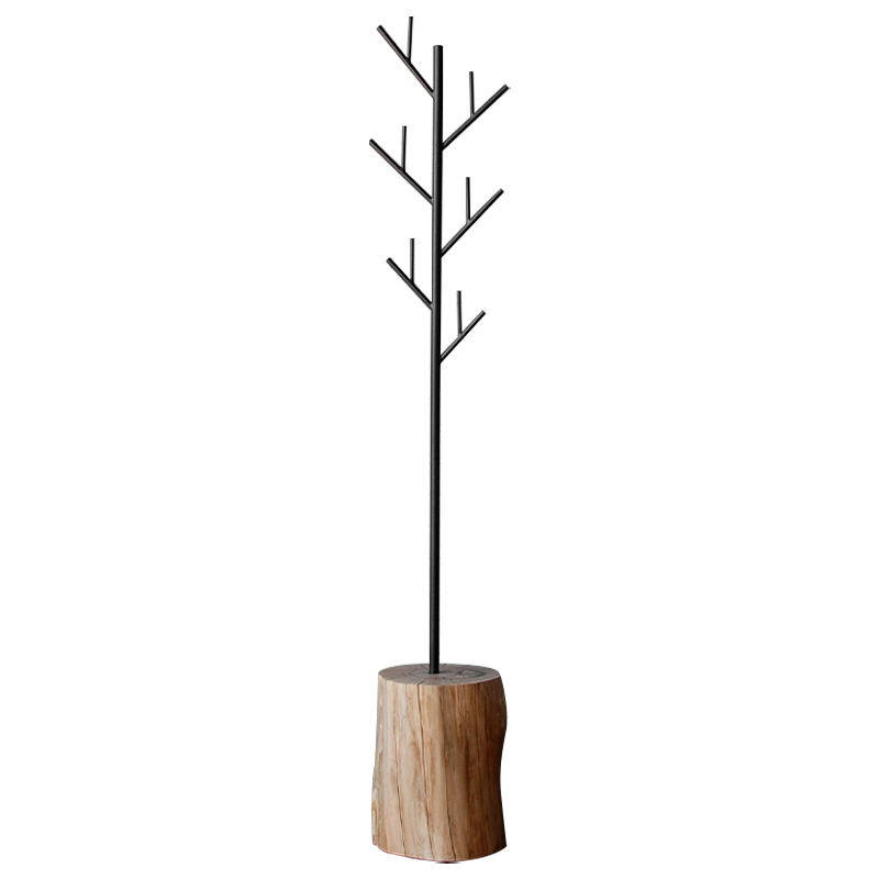 Вешалка Metal Branches and Stump Floor Hanger Black Черный Светлый дуб Вешалка Metal Branches and Stump Floor Hanger Black Черный Светлый дуб в Твери | Loft Concept