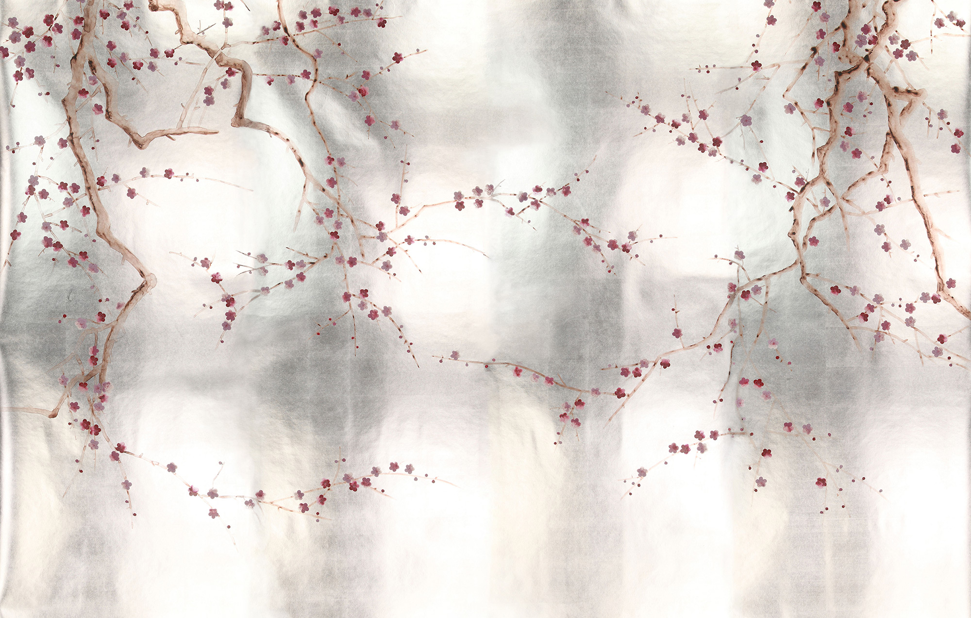 Обои ручная роспись Plum Blossom Blossom on Tarnished Silver gilded paper Обои ручная роспись Plum Blossom Blossom on Tarnished Silver gilded paper - постер Loft-Concept в Твери