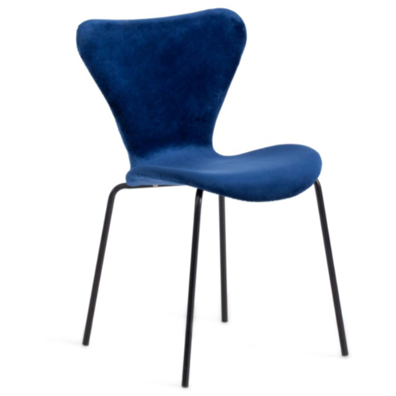 Стул Julissa Blue Chair флок Синий Черный Стул Julissa Blue Chair флок Синий Черный в Твери | Loft Concept