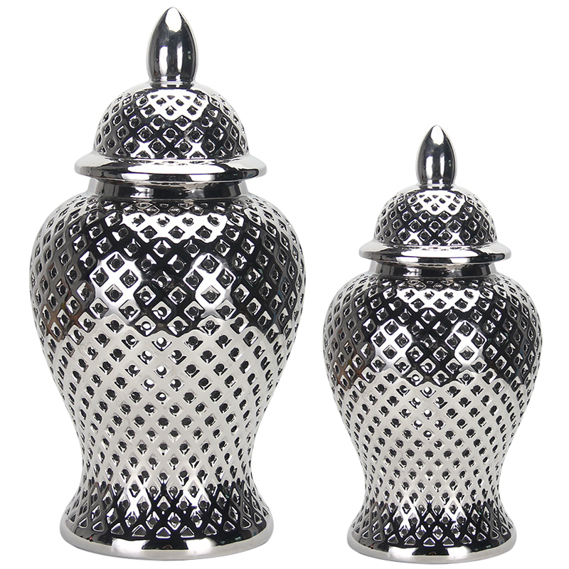 Ваза с крышкой Ceramic Silver Vase Серебряный Ваза с крышкой Ceramic Silver Vase Серебряный в Твери | Loft Concept