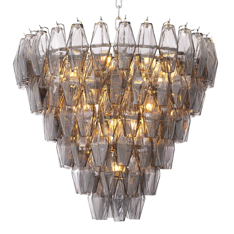 Люстра Eichholtz Chandelier Benini S Никель Стекло Смок Люстра Eichholtz Chandelier Benini S Никель Стекло Смок в Твери | Loft Concept