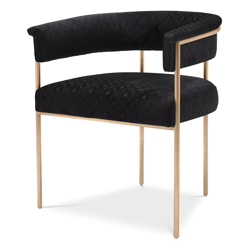 Стул Philipp Plein Dining Chair Monogram Чёрный Черный Золотой Стул Philipp Plein Dining Chair Monogram Чёрный Черный Золотой в Твери | Loft Concept