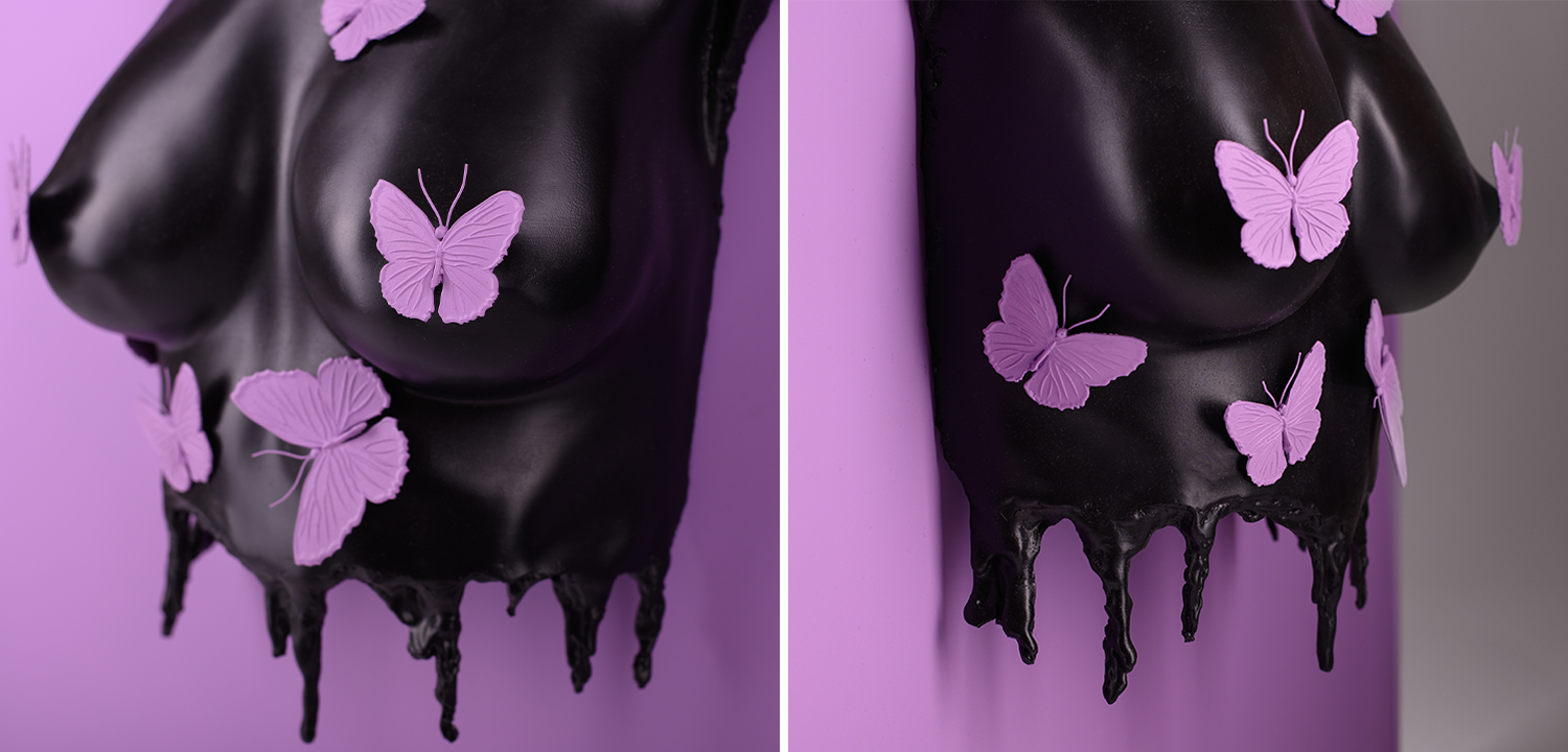 Аксессуар на стену Sculpture Female Torso Butterflies Framed - фото