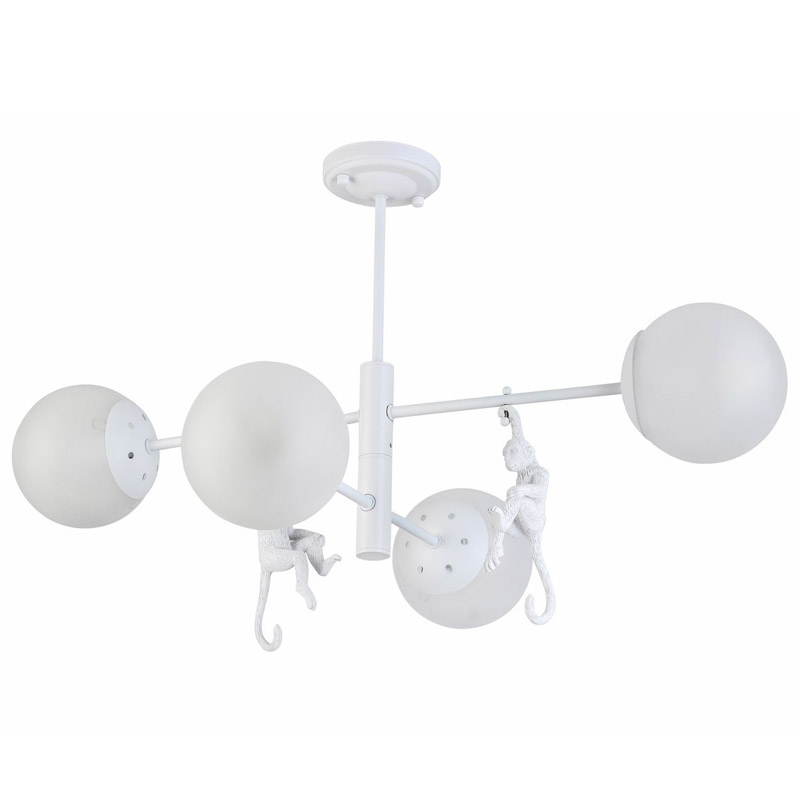 Потолочная люстра Hanging Monkey 4 lamp Белый Потолочная люстра Hanging Monkey 4 lamp Белый в Твери | Loft Concept