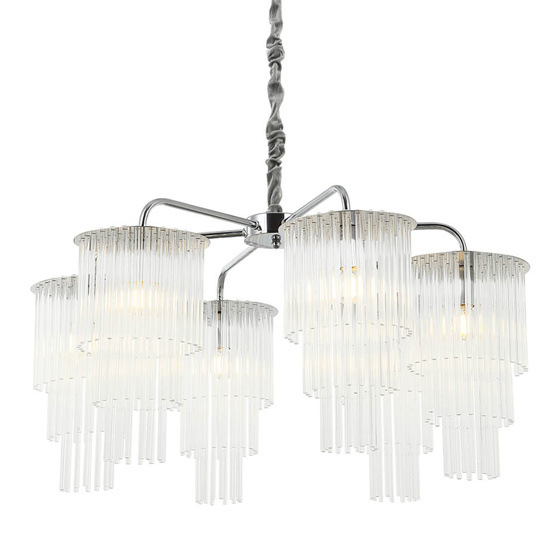 Люстра Harrison Chandelier chrome 6 lamp Хром Прозрачный Люстра Harrison Chandelier chrome 6 lamp Хром Прозрачный в Твери | Loft Concept