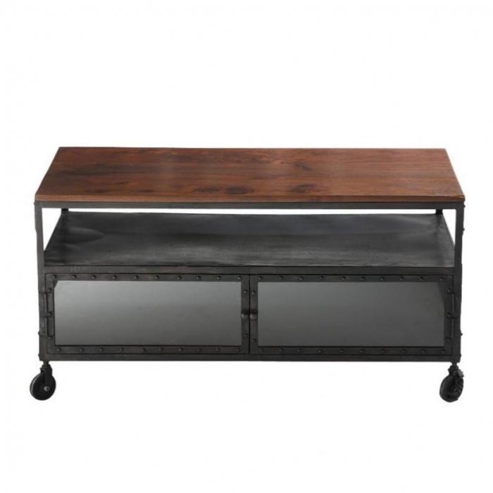 Тумба в стиле Индастриал на колёсах Industrial Bar Oak Chest mini Черный Тумба в стиле Индастриал на колёсах Industrial Bar Oak Chest mini Черный в Твери | Loft Concept
