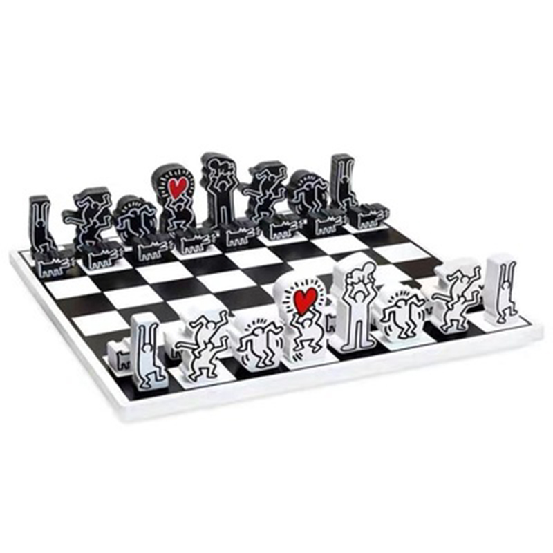 Деревянный шахматный набор Keith Haring Chess Set Белый Черный Красный Деревянный шахматный набор Keith Haring Chess Set Белый Черный Красный в Твери | Loft Concept