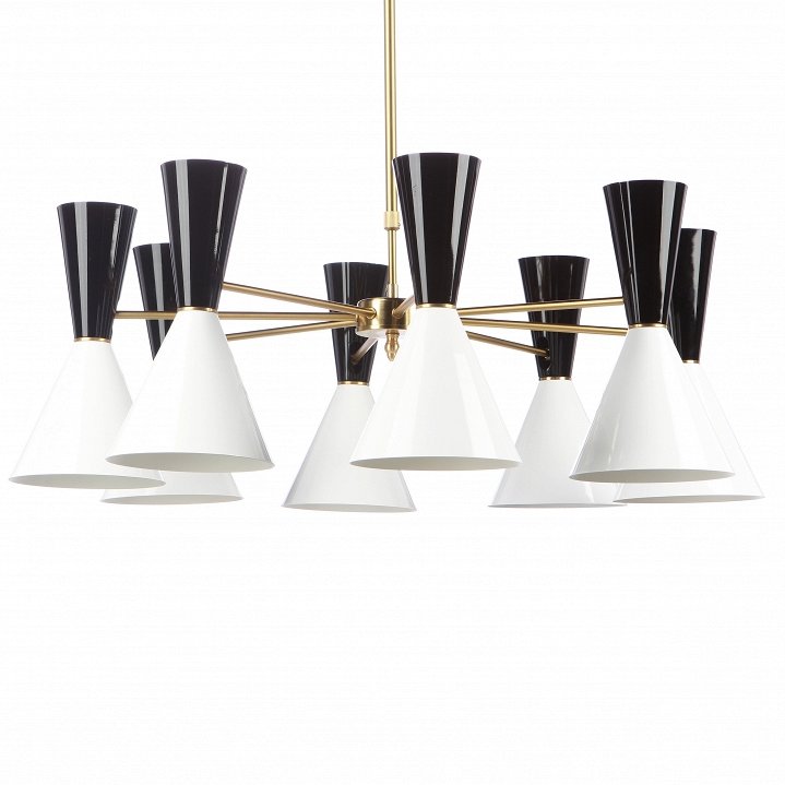 Люстра CAIRO Chandelier 8 Arm black and white Черный Белый Латунь Люстра CAIRO Chandelier 8 Arm black and white Черный Белый Латунь в Твери | Loft Concept