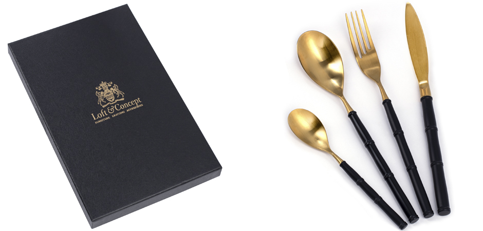 Столовые приборы Bamboo Gold and Black Столовые приборы Bamboo Gold and Black - Loft-Concept в Твери