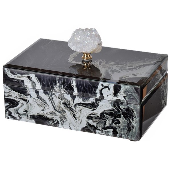 Шкатулка Gray Marble горный хрусталь L Серый Шкатулка Gray Marble горный хрусталь L Серый в Твери | Loft Concept
