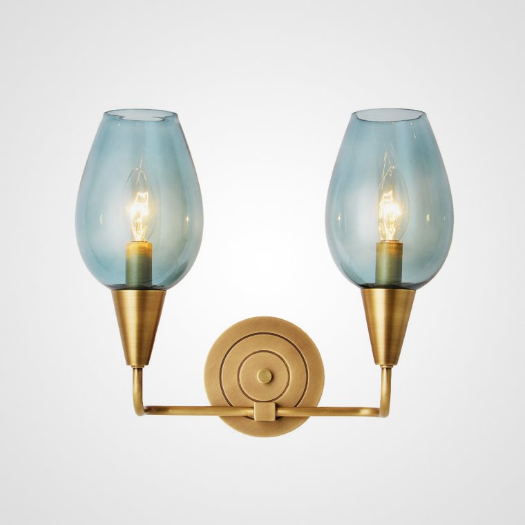 Бра VIOLA WALL Lamp Double Латунь Голубой пастельный Бра VIOLA WALL Lamp Double Латунь Голубой пастельный в Твери | Loft Concept