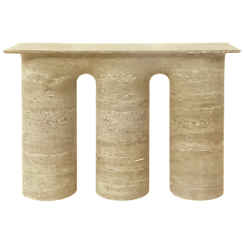 Консоль Three Columns Marble Travertine Console Песочный Коричневый Консоль Three Columns Marble Travertine Console Песочный Коричневый в Твери | Loft Concept
