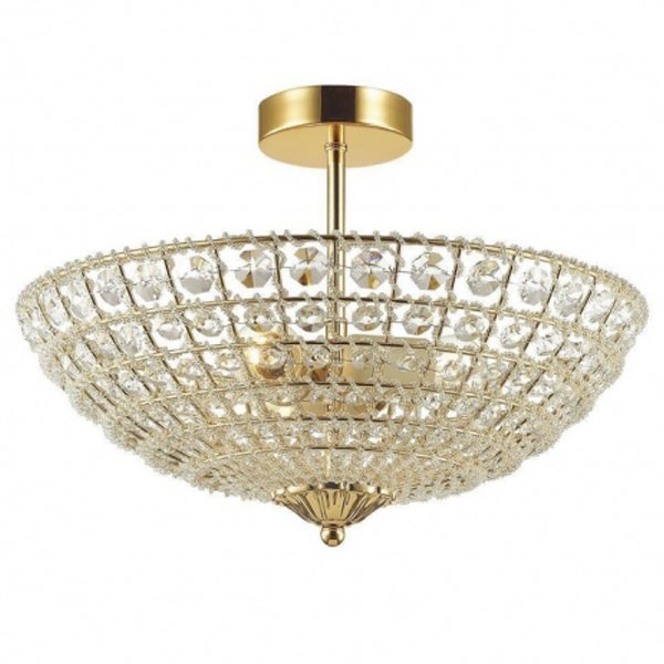 Потолочный светильник Casbah Crystal Top Lamp 3 Gold Прозрачный Глянцевое золото Потолочный светильник Casbah Crystal Top Lamp 3 Gold Прозрачный Глянцевое золото в Твери | Loft Concept