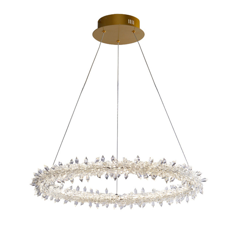Люстра Crystal round chandelier Прозрачный Латунь Люстра Crystal round chandelier Прозрачный Латунь в Твери | Loft Concept