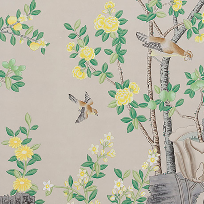 Обои ручная роспись Jardinieres & Citrus Trees Silver metallic  в Твери | Loft Concept 