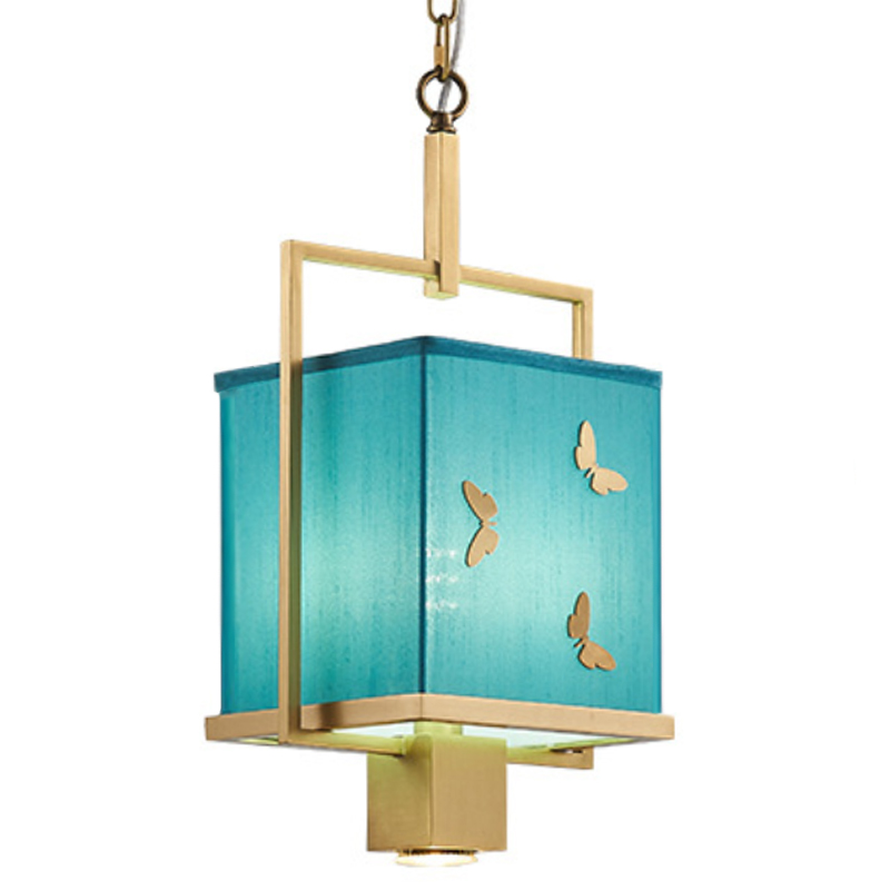 Светильник с бабочками Butterflies Blue Background Hanging lamp Латунь Бирюзовый Светильник с бабочками Butterflies Blue Background Hanging lamp Латунь Бирюзовый в Твери | Loft Concept