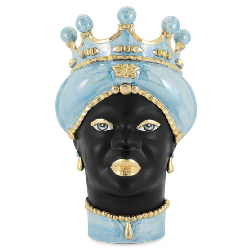 Ваза VASE MORO LADY MED. MOP blue Черный Светло-голубой Золотой Ваза VASE MORO LADY MED. MOP blue Черный Светло-голубой Золотой в Твери | Loft Concept