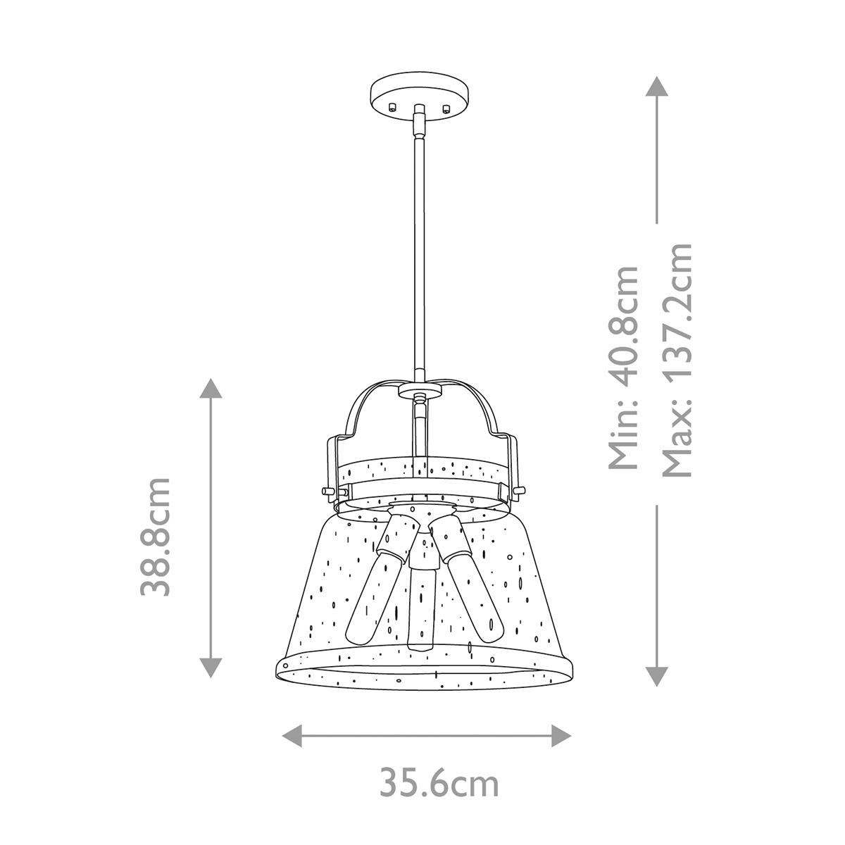 Подвесной светильник с прозрачным стеклянным плафоном в форме колокола с эффектом пузырьков и тремя лампами Quoizel в Твери