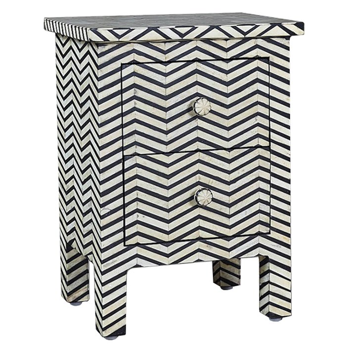 Комод инкрустация костью Inlaid Bone Chevron Mini Белый Черный Комод инкрустация костью Inlaid Bone Chevron Mini Белый Черный в Твери | Loft Concept