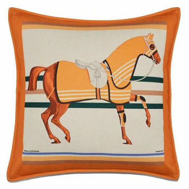 Декоративная подушка Hermes Horse 22 Оранжевый Мульти Декоративная подушка Hermes Horse 22 Оранжевый Мульти в Твери | Loft Concept