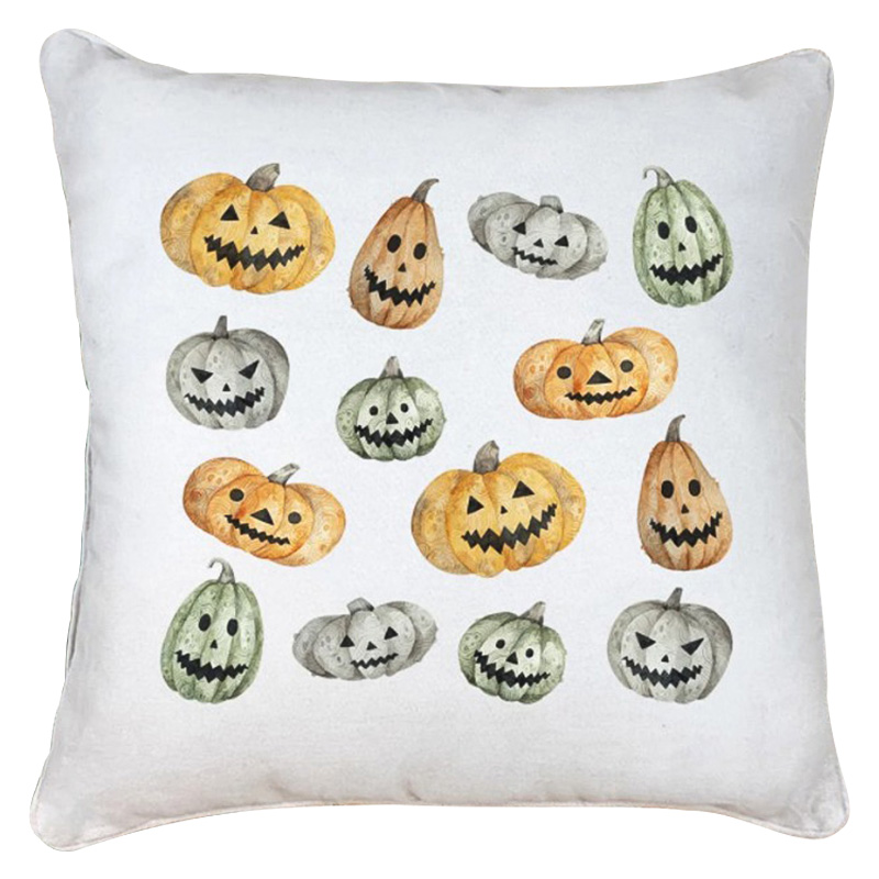 Подушка Halloween Pumpkin Белый Оранжевый Серый Подушка Halloween Pumpkin Белый Оранжевый Серый в Твери | Loft Concept