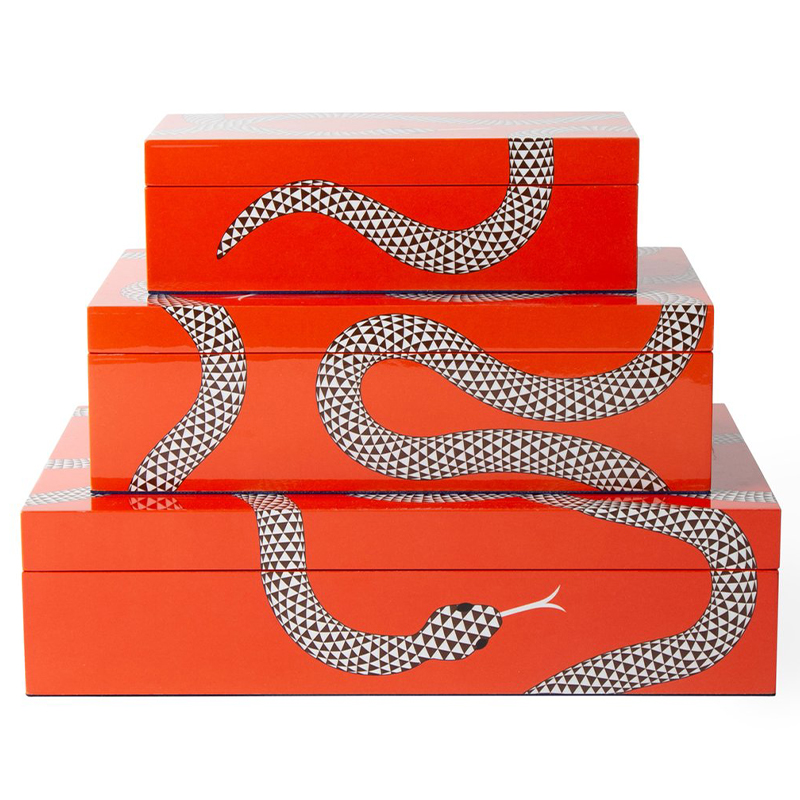 Комплект шкатулок EDEN LACQUER BOX BUNDLE Jonathan Adler Оранжевый Белый Черный Комплект шкатулок EDEN LACQUER BOX BUNDLE Jonathan Adler Оранжевый Белый Черный в Твери | Loft Concept