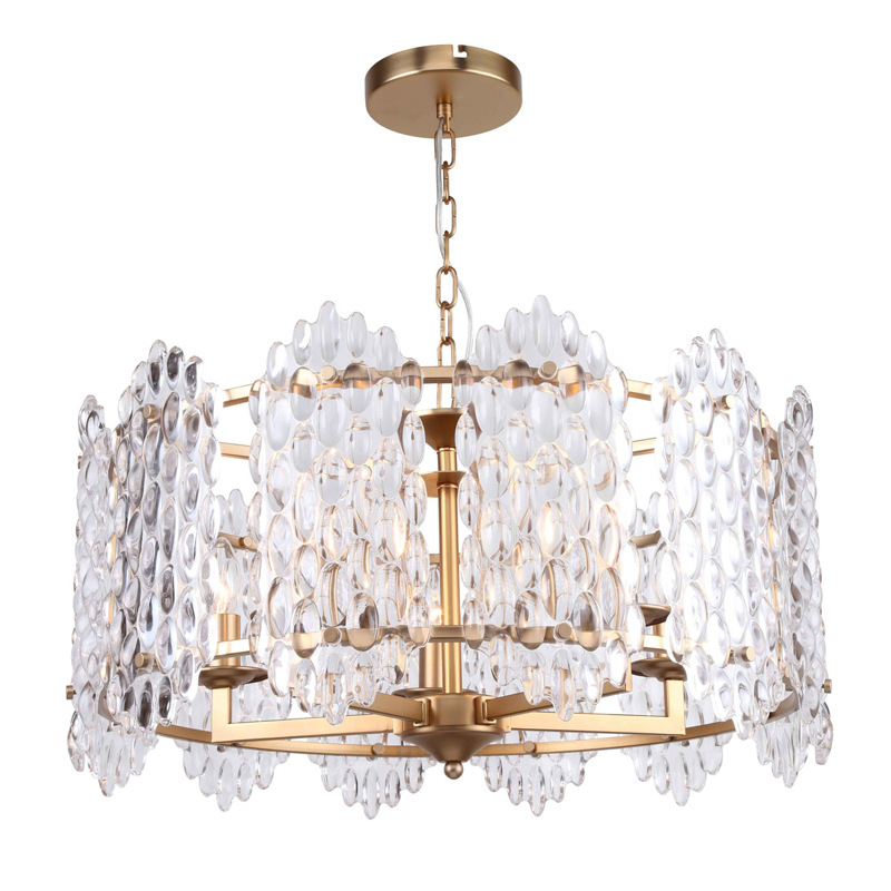 Люстра подвесная Textured Glass Chandelier D61 Прозрачное Стекло Глянцевое золото Люстра подвесная Textured Glass Chandelier D61 Прозрачное Стекло Глянцевое золото в Твери | Loft Concept