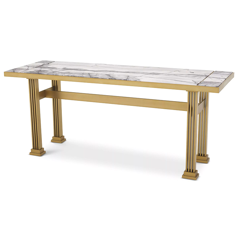 Консоль Eichholtz Console Table The One Латунь Белый Мрамор Bianco в Твери | Loft Concept 