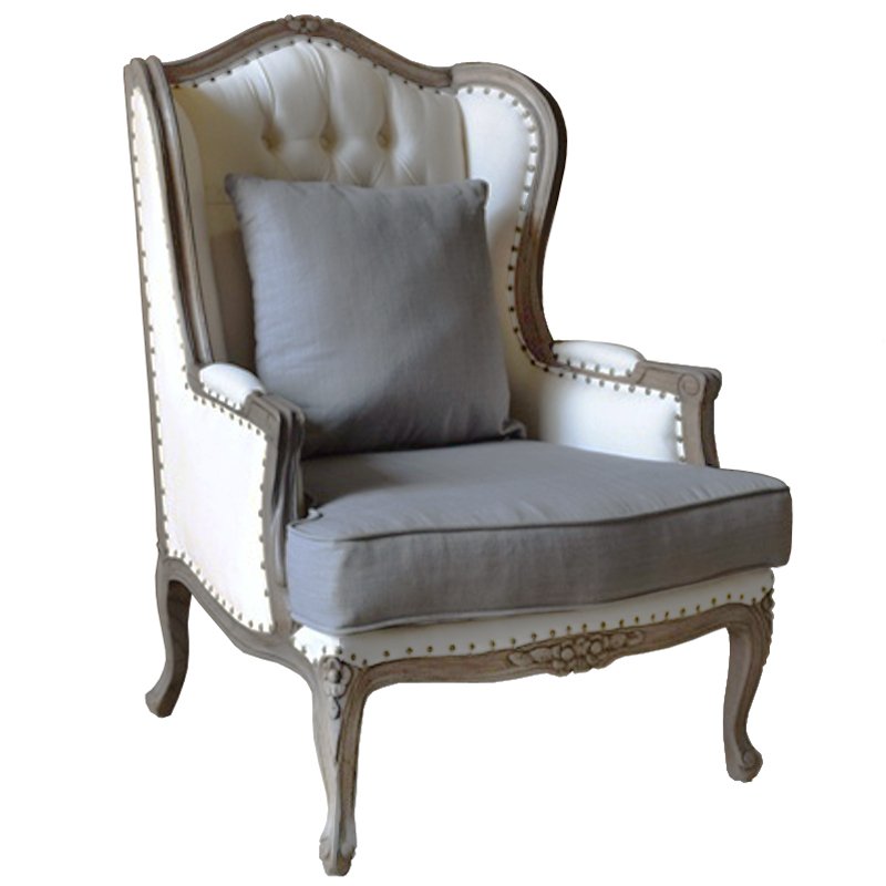 Кресло Villa Grandfather linen ivory ( слоновая кость ) Дерево Темно-Серый Кресло Villa Grandfather linen ivory ( слоновая кость ) Дерево Темно-Серый в Твери | Loft Concept