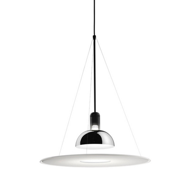 Подвесной светильник Flos Frisbi Lamp Сталь Белое матовое стекло Подвесной светильник Flos Frisbi Lamp Сталь Белое матовое стекло в Твери | Loft Concept