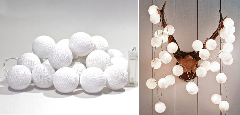 Гирлянда хлопковые фонарики Сotton Ball White - Loft-Concept в Твери