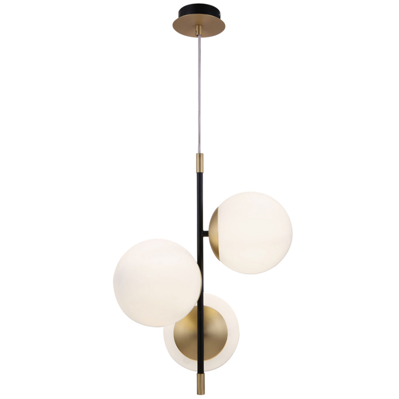 Светильник Spike Three Balls Hanging Lamp матовое золото Прозрачный белый Светильник Spike Three Balls Hanging Lamp матовое золото Прозрачный белый в Твери | Loft Concept