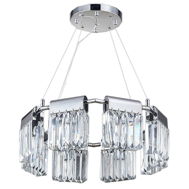 Люстра Crystal Pendants chrome 8 Прозрачное Стекло Хром Люстра Crystal Pendants chrome 8 Прозрачное Стекло Хром в Твери | Loft Concept