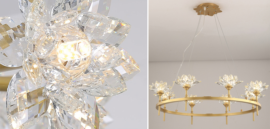 Люстра Хрустальные Цветы Лотоса Lotus flower Clear Glass lamp 8 Люстра Хрустальные Цветы Лотоса Lotus flower Clear Glass lamp 8 - Loft-Concept в Твери