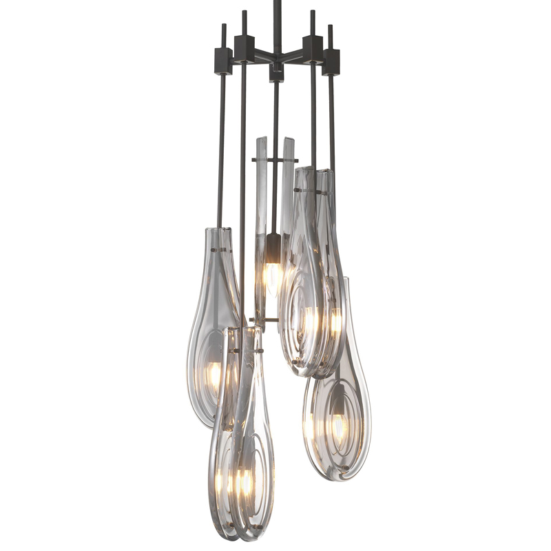 Люстра Eichholtz Chandelier Bellano L Bronze Темная бронза Стекло Смок Люстра Eichholtz Chandelier Bellano L Bronze Темная бронза Стекло Смок в Твери | Loft Concept