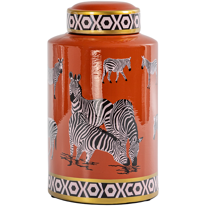 Ваза с крышкой Zebra Orange Vase Оранжевый Золотой Черно-белый Ваза с крышкой Zebra Orange Vase Оранжевый Золотой Черно-белый в Твери | Loft Concept