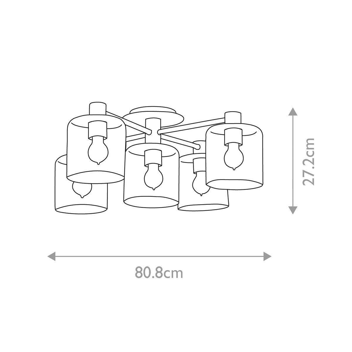 Потолочный светильник цвета латунь с пятью прозрачными цилиндрическими плафонами Hinkley в Твери