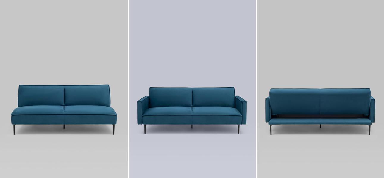 Диван Eleri синий велюр - фото