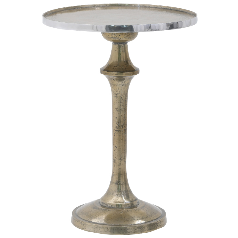 Круглый приставной стол Bourne Patina Side Table Серебряный Золотой Круглый приставной стол Bourne Patina Side Table Серебряный Золотой в Твери | Loft Concept