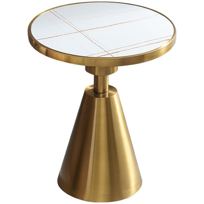 Круглый приставной стол Charmaine Side Table Латунь Белый Круглый приставной стол Charmaine Side Table Латунь Белый в Твери | Loft Concept