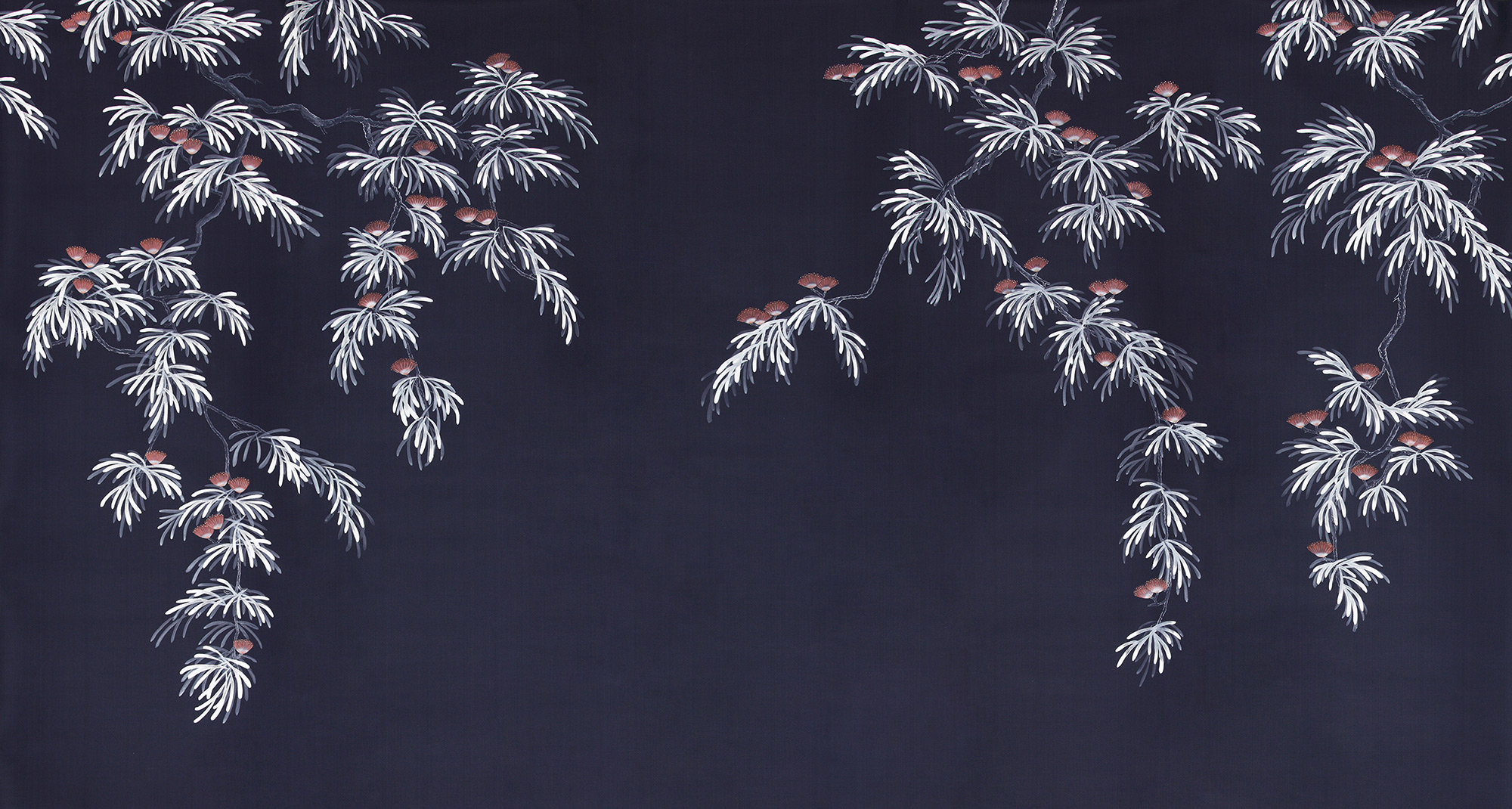 Обои ручная роспись Silk Tree Special Colourway on Empire Blue dyed silk Обои ручная роспись Silk Tree Special Colourway on Empire Blue dyed silk - постер Loft-Concept в Твери