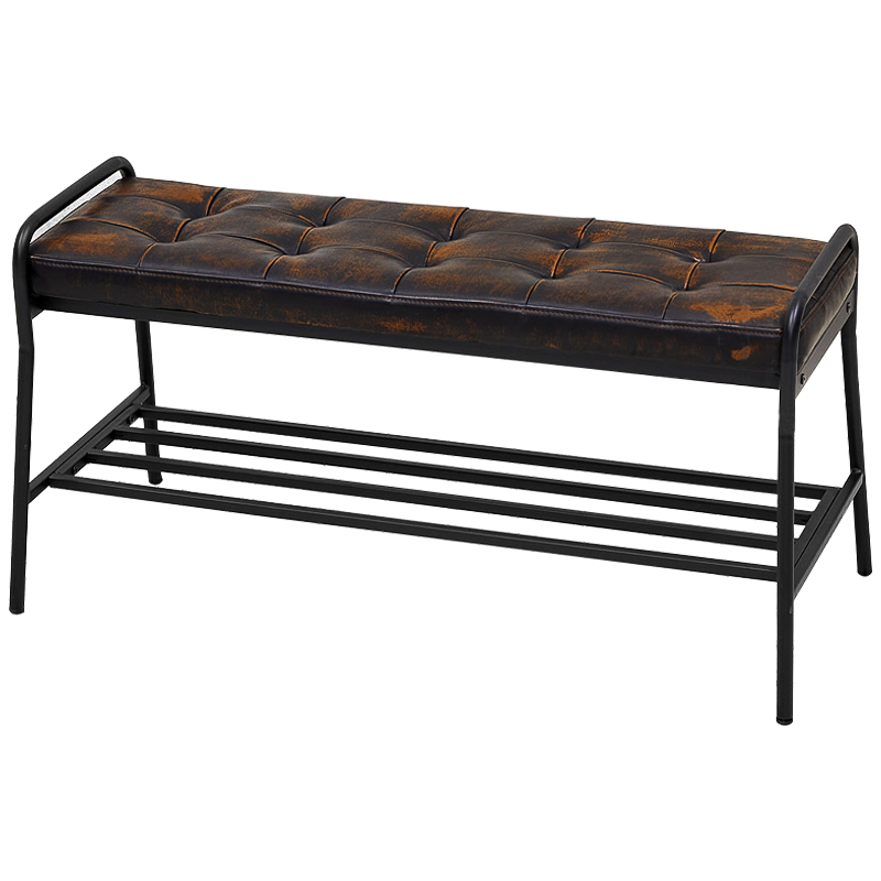 Банкетка с полкой Tomlin Bench Коричневый винтаж Черный Банкетка с полкой Tomlin Bench Коричневый винтаж Черный в Твери | Loft Concept