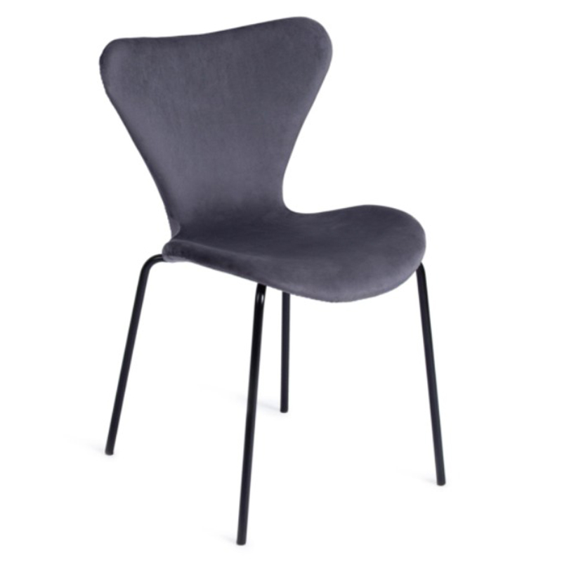 Стул Julissa Grey-Blue Chair флок Серо-голубой Черный Стул Julissa Grey-Blue Chair флок Серо-голубой Черный в Твери | Loft Concept