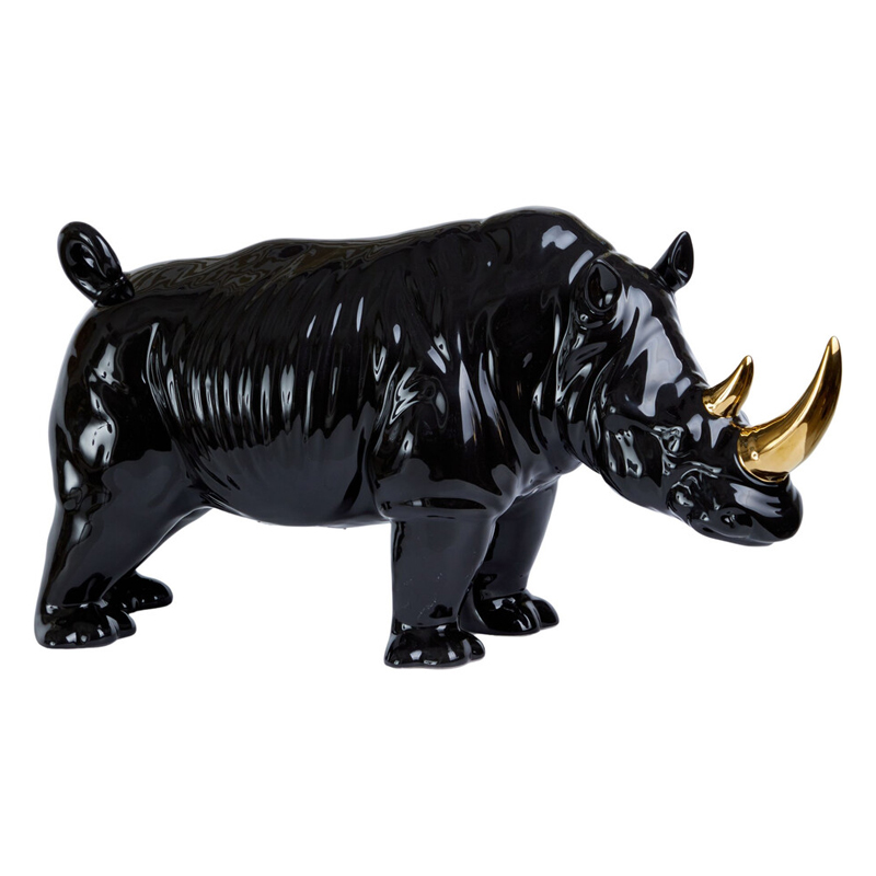 Статуэтка черный носорог с золотыми рогами Golden Horned Black Rhino Черный Золотой Статуэтка черный носорог с золотыми рогами Golden Horned Black Rhino Черный Золотой в Твери | Loft Concept