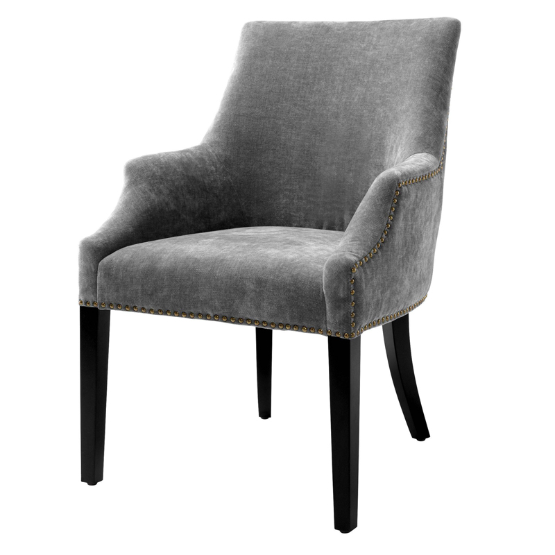 Стул Eichholtz Dining Chair Legacy grey Серый Черный Латунь Античная полированная Стул Eichholtz Dining Chair Legacy grey Серый Черный Латунь Античная полированная в Твери | Loft Concept