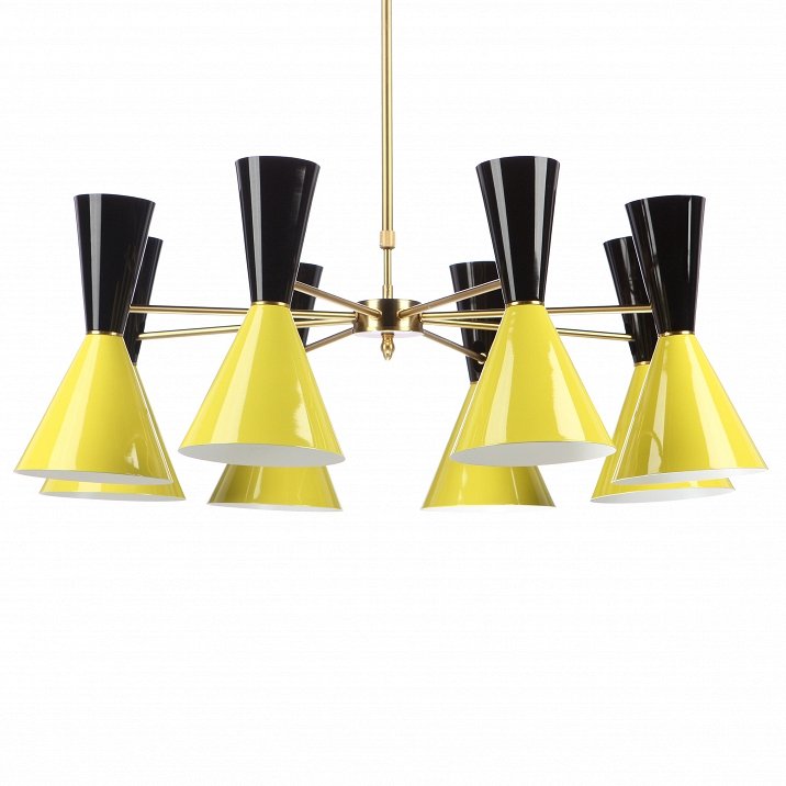 Люстра CAIRO Chandelier 8 Armblack black and yellow Черный Желтый Латунь Люстра CAIRO Chandelier 8 Armblack black and yellow Черный Желтый Латунь в Твери | Loft Concept
