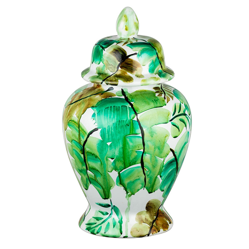 Ваза Vase Green Leaves 43 Зеленый Белый Ваза Vase Green Leaves 43 Зеленый Белый в Твери | Loft Concept
