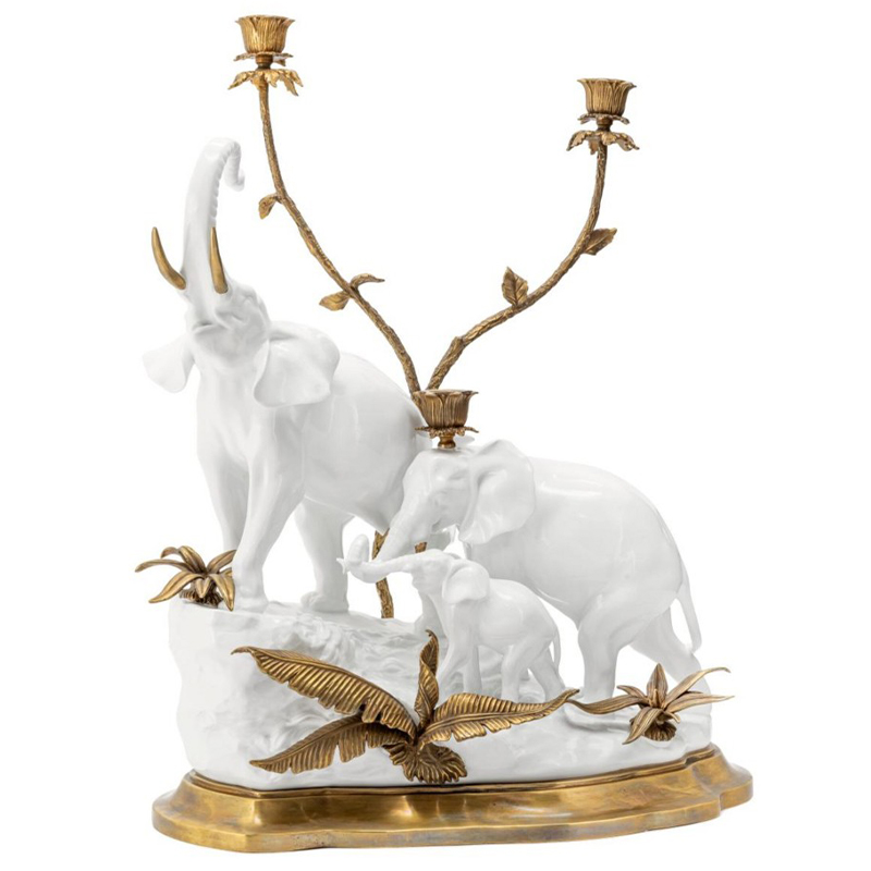 Подсвечник Abhika Candleholder Atlanta Elephants Белый Золотой Подсвечник Abhika Candleholder Atlanta Elephants Белый Золотой в Твери | Loft Concept