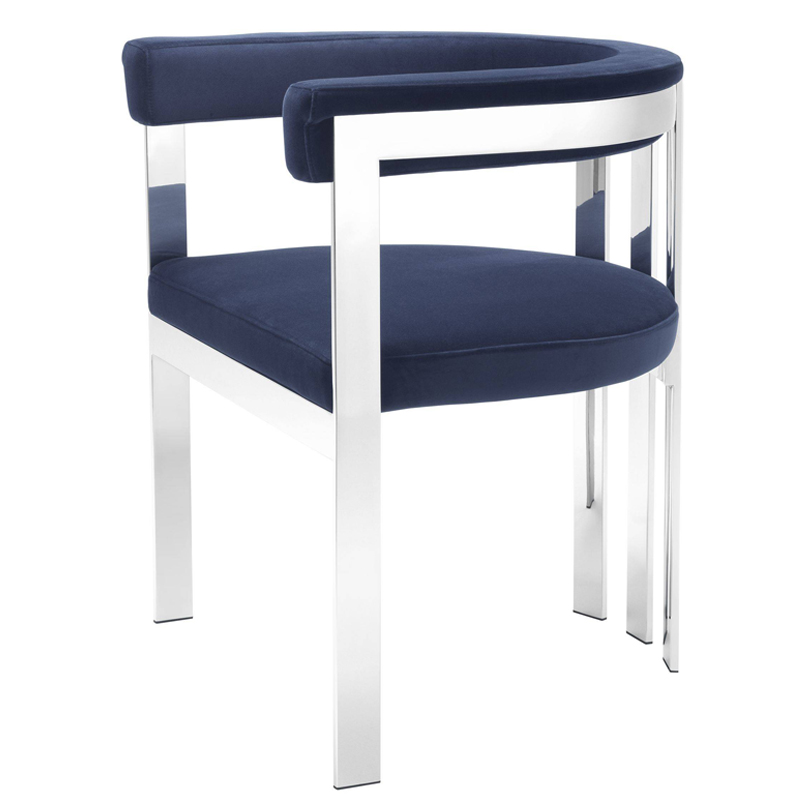 Стул Eichholtz Dining Chair Clubhouse blue Сапфирово-синий Нержавеющая сталь Стул Eichholtz Dining Chair Clubhouse blue Сапфирово-синий Нержавеющая сталь в Твери | Loft Concept